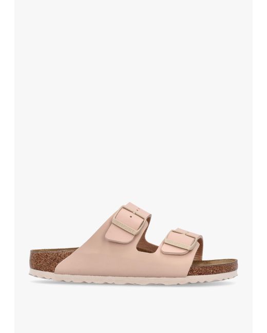 Birkenstock Pink Arizona Birko-flor New Beige Two Bar Mules