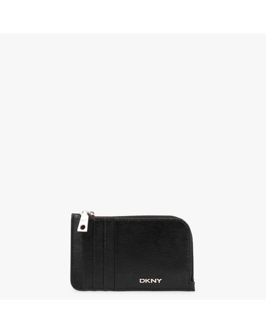 DKNY Bryant Zip Around Black Leather Card Holder