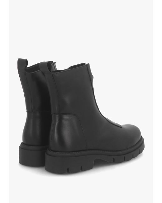 Daniel Lippy Black Leather Front Zip Ankle Boots