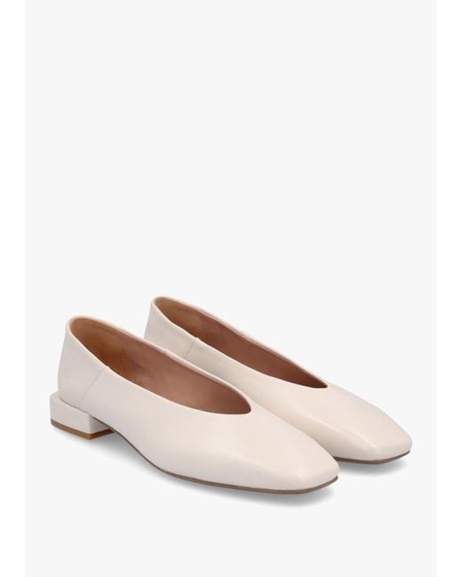Daniel Natural Saria Cream Leather Square Toe Ballet Pumps