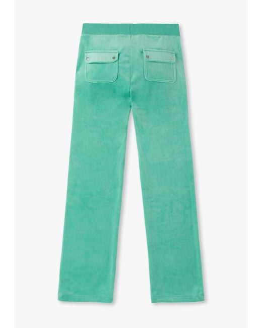 Juicy Couture Del Ray Marine Green Velour Track Pants