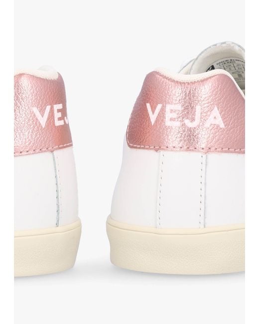 Veja Pink Esplar Logo Leather Extra Nacre Trainers