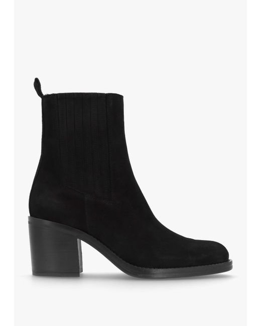 Alpe Adios Black Suede Western Chelsea Mid-heel Boots