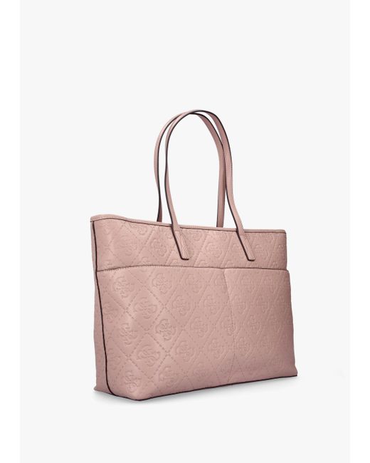 Guess Pink Large Power Play Rosewood Logo Tech Tote Bag
