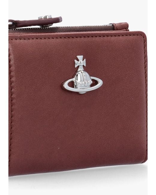 Vivienne Westwood Red Slim Flap Chestnut Leather Card Holder