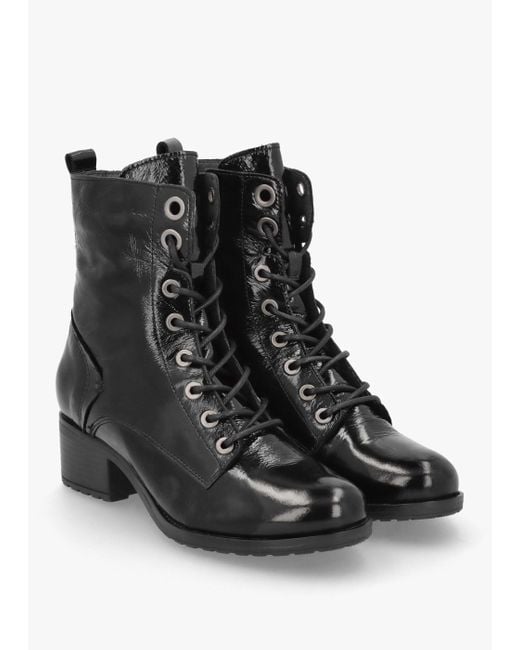 Moda In Pelle Bezzie Black Patent Leather Block Heel Ankle Boots