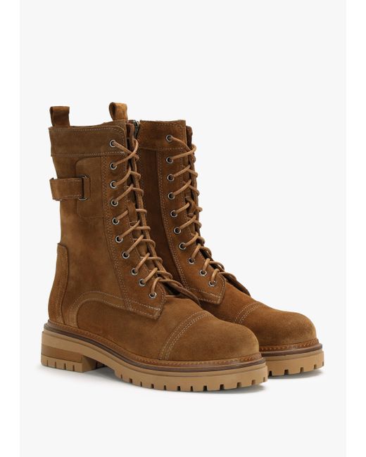 Daniel Brown Idris Tan Suede Ankle Strap Biker Boots