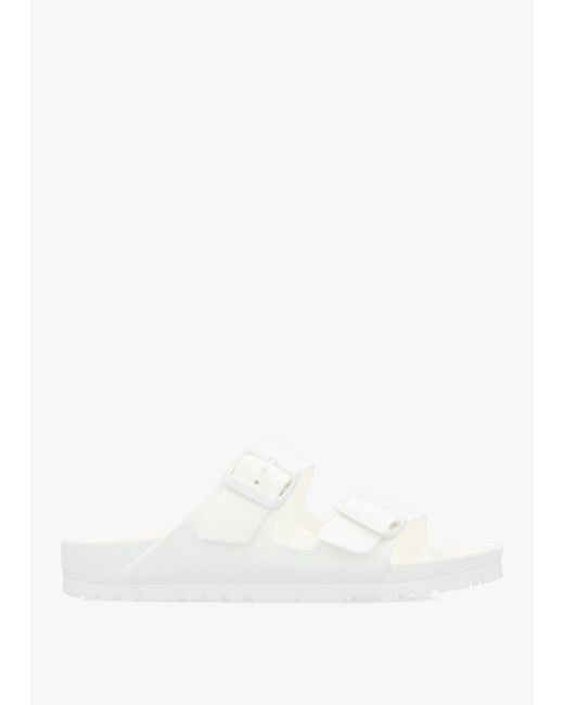 Birkenstock White Arizona Eva Two Bar Mules , Fabric