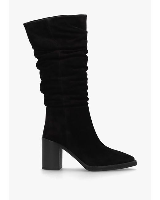 Alpe Black Astrid Rouched Block Heel Knee Boots
