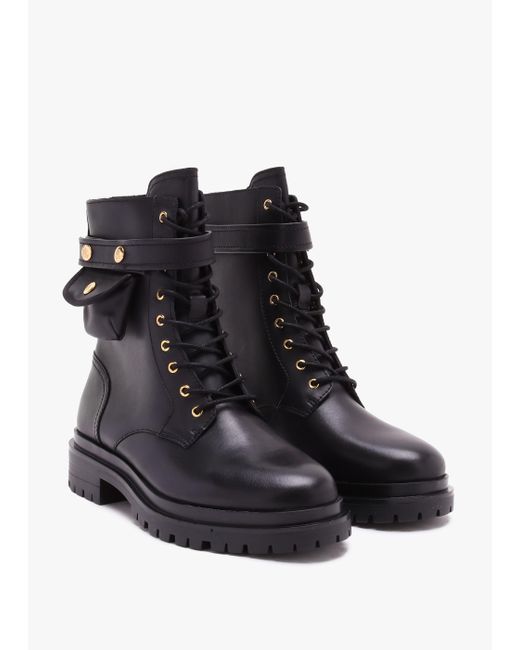 Lauren by Ralph Lauren Cammie Black Leather Biker Ankle Boots