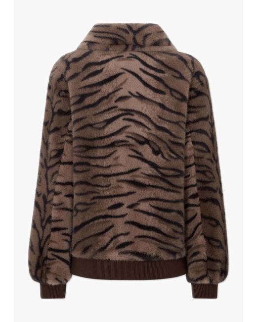 Charlotte Simone Ginger Brown Tiger Faux Fur Bomber Jackets