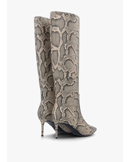 Daniel White Saffia Leather Reptile Slim Heel Knee Boots