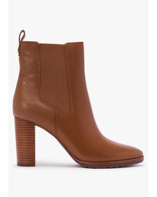 Lauren by Ralph Lauren Brown Mylah Ii Polo Tan Tumbled Leather Ankle Boots