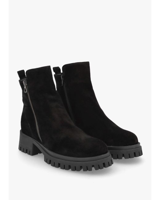 Daniel Lagos Black Suede Chunky Low Block Heel Ankle Boots