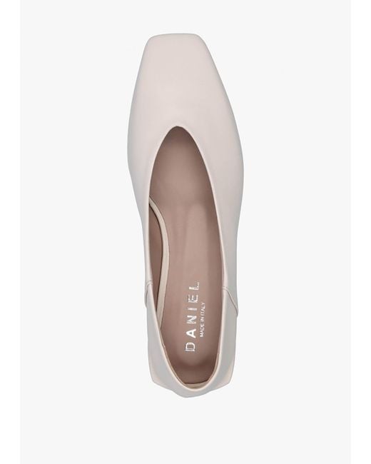 Daniel Natural Saria Cream Leather Square Toe Ballet Pumps