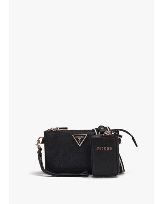 Guess Mini Latona Tri Black Top Zip Cross body Bag Lyst UK