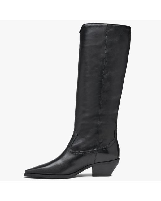 Daniel Skira Black Leather Western Knee Boots | Lyst