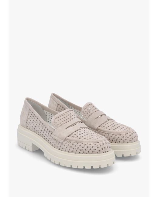 Daniel White Nattie Grey Suede Perforated Chunky Loafers