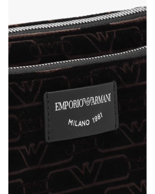 Emporio Armani White Mini Velluto Monogram Evening Pouch Bag , Fabric