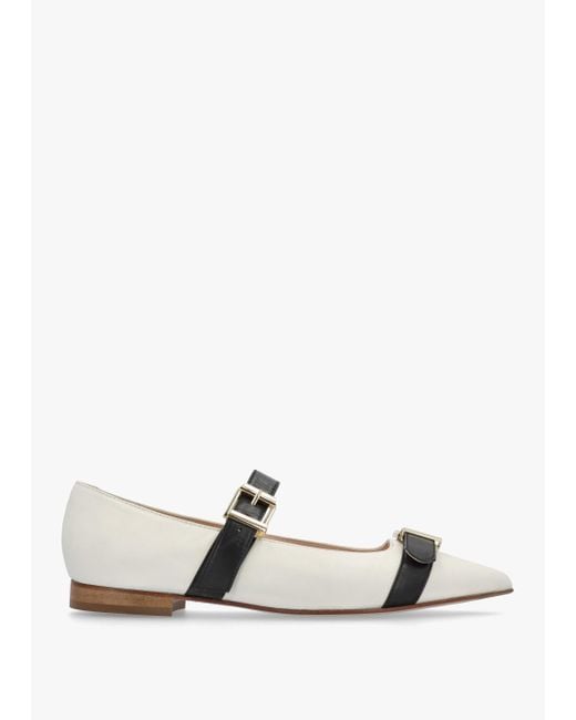Daniel Nancy White Leather Pointed Toe Pumps
