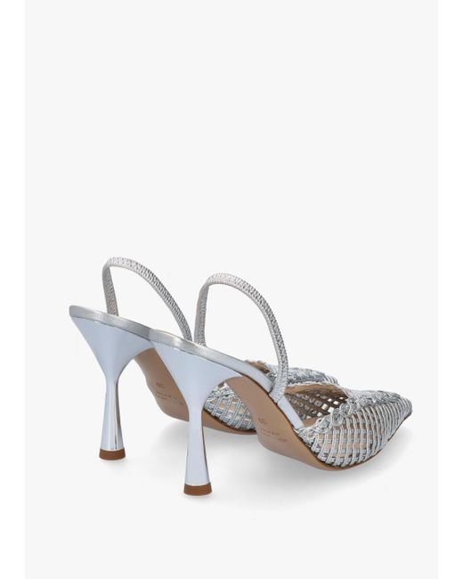 Daniel White Tiffi Silver Leather Woven Sling Back Court Shoes