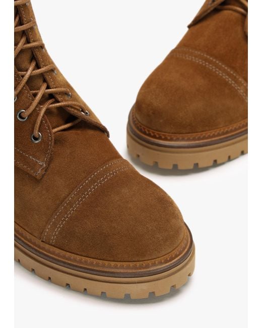 Daniel Brown Idris Tan Suede Ankle Strap Biker Boots