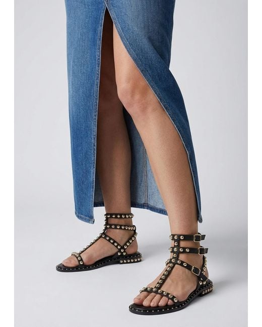 Daniel Eternal Black Leather Studded Gladiator Sandals
