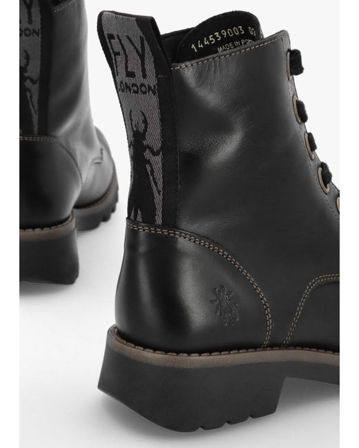 Fly London Ragi Black Rug Leather Ankle Boots