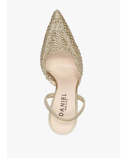 Daniel Metallic Tiffi Gold Leather Woven Sling Back Court Shoes