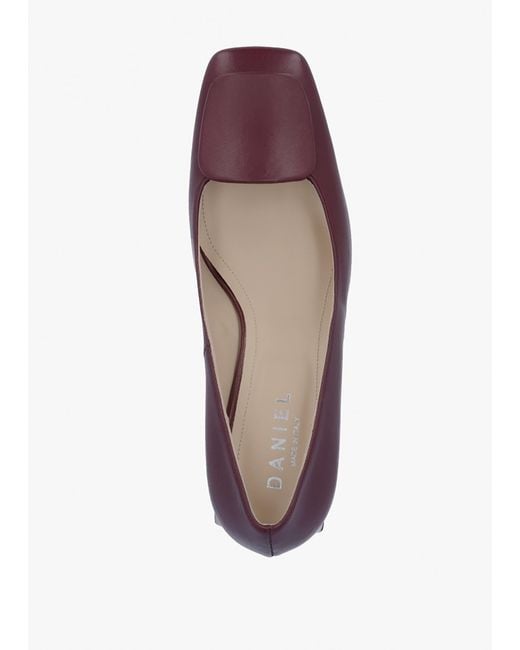 Daniel Purple Nessie Burgundy Leather Block Heel Court Shoes