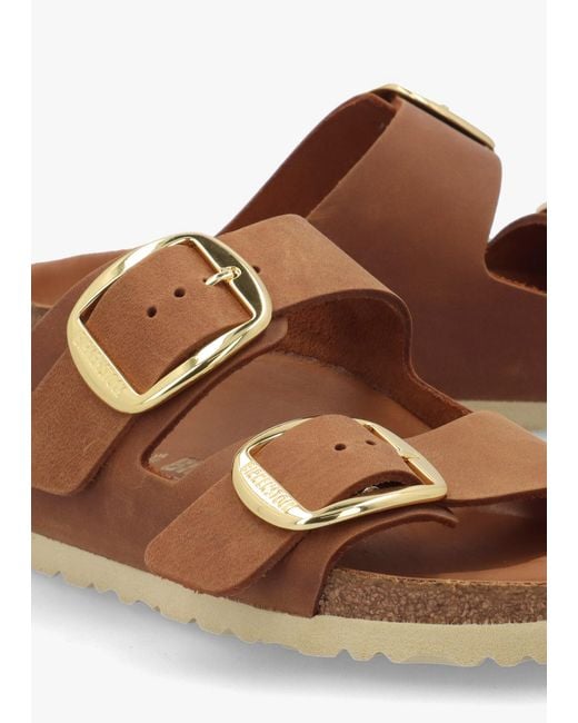Birkenstock Brown Arizona Big Buckle Tan Leather Two Bar Mules