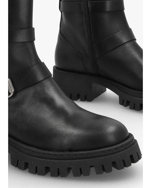 Daniel Niker Black Leather Tall Biker Boots