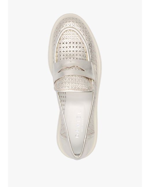 Daniel White Nattie Gold Leather Perforated Chunk Loafers