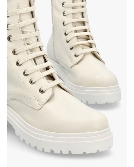 Daniel Natural Bicky Off White Leather Lace Up Ankle Boots