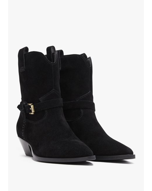 Daniel Esmena Black Suede Western Ankle Boots