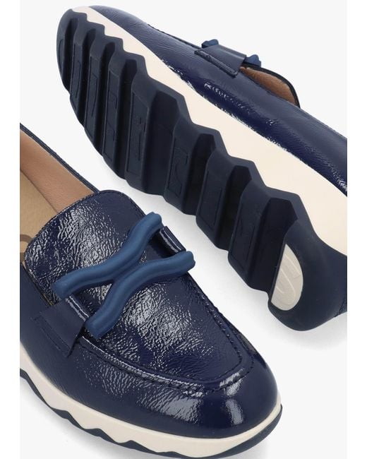 Wonders Blue Simon Patent Leather Low Wedge Loafers