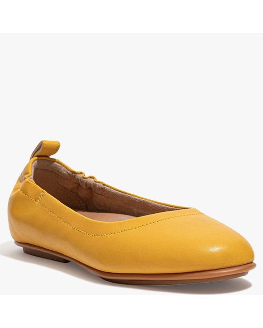 Fitflop Allegro Sunshine Yellow Leather Ballerina Pumps | Lyst Canada