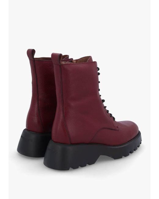 Wonders Purple Atari Burgundy Leather Ankle Boots