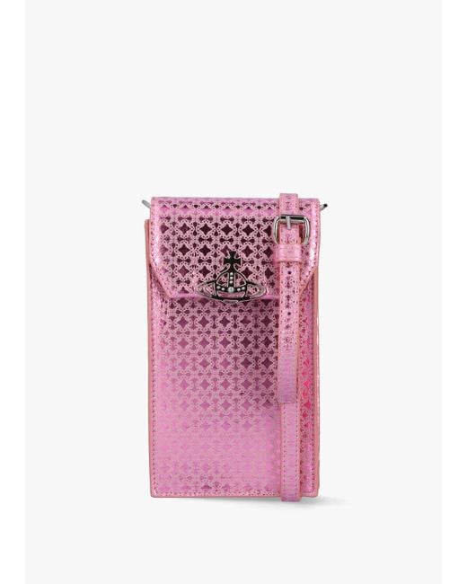 Vivienne Westwood Metal Orborama Pink Leather Phone Case
