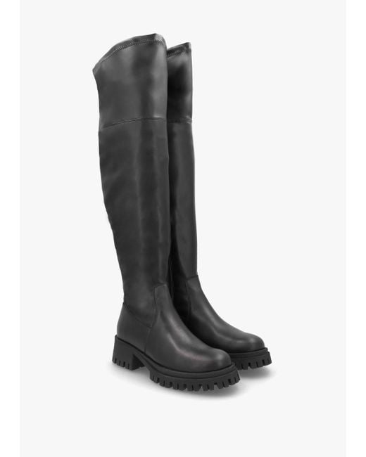 Daniel Larisa Black Leather Stretch Over The Knee Boots