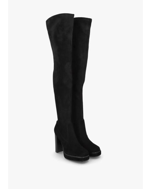 Daniel Sippy Black Suede Over The Knee Platform Heeled Boots