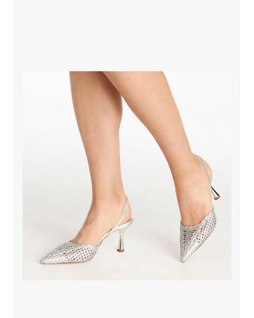 Daniel White Tiffi Low Woven Sling Back Mid Heel Court Shoes