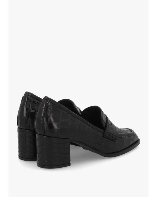 Daniel Black Python Leather Block Heel Loafers