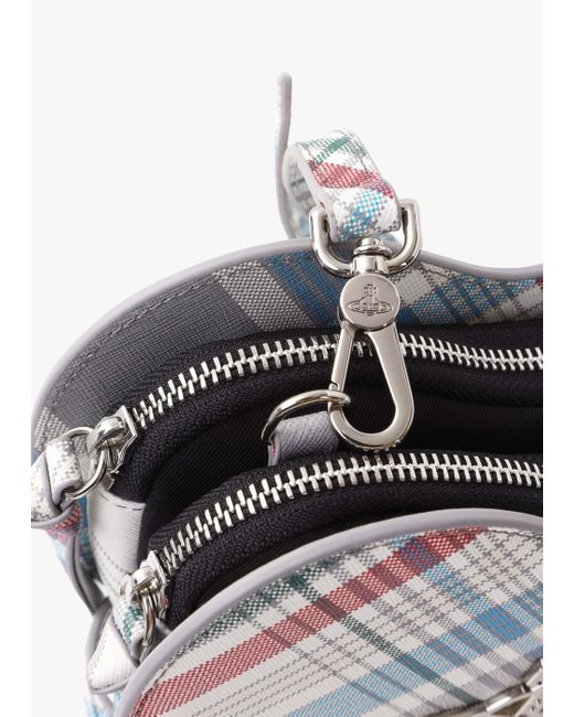 Vivienne Westwood White Louise Heart Madras Check Leather Cross-body Bag