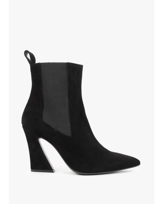 Daniel Nelsea Black Suede Shaped Heel Ankle Boots
