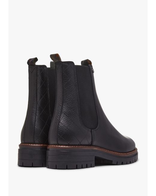 Barbour Black Evie Leather Chelsea Boots , Leather