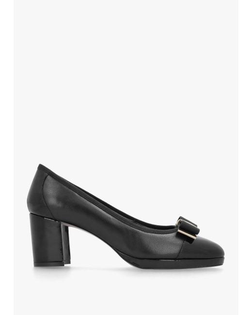 Daniel Paige Black Leather Block Heel Court Shoes