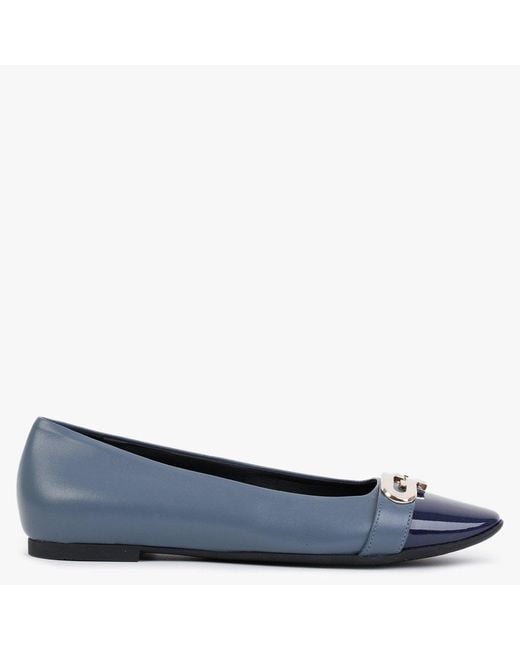 Furla Chain Navy Leather Ballerina Pumps in Blue Lyst UK