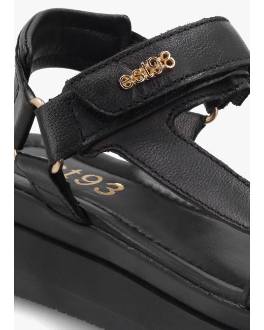 Daniel Mazey Est93 Black Leather Flatform Sandals