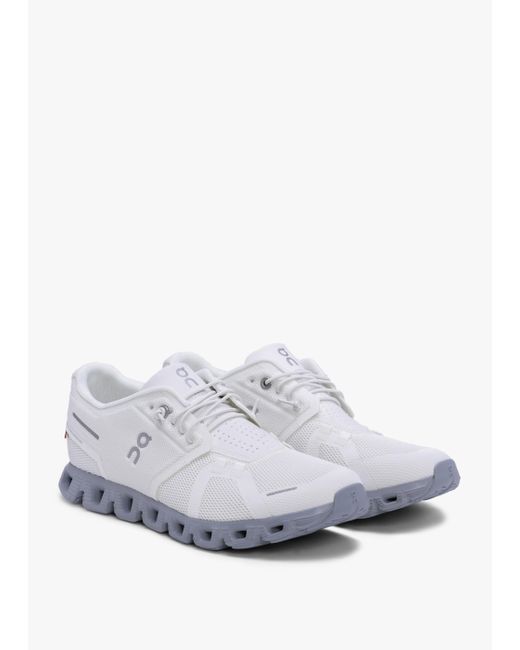 On Shoes Cloud 5 White Chambray Trainers